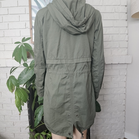 Garage Military Parka Utility Jacket Olive Green Hooded Women's Long Line Y2K - Picture 6 of 14